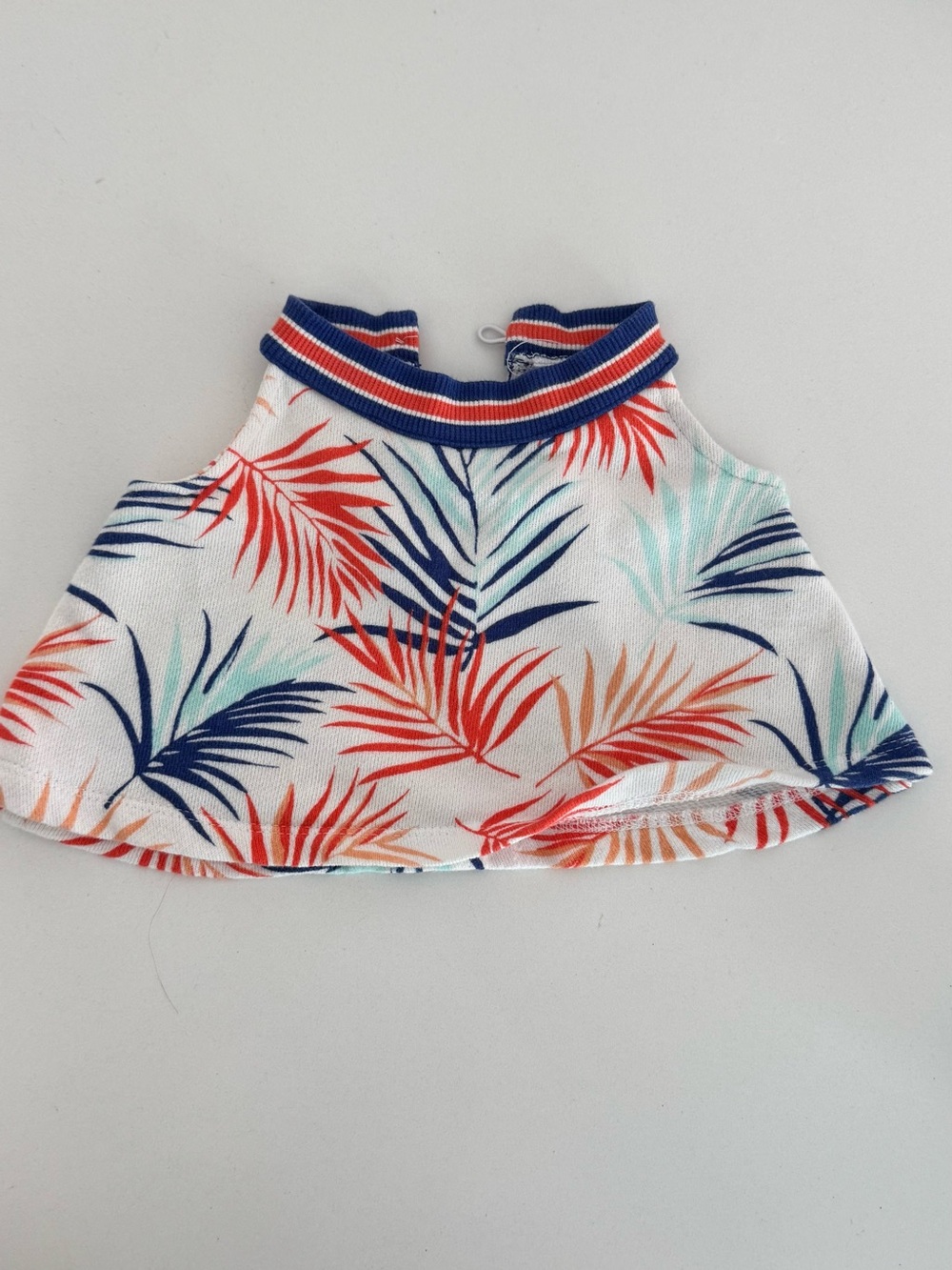 Janie and Jack White Halter Top with Coral & Navy Trim